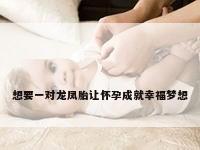 想要一对龙凤胎让怀孕成就幸福梦想